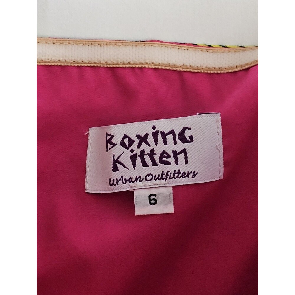 Boxing Kitten Urban Outfitters Size 6 Bustier Dress Pink Yellow African Print - Picture 4 of 8